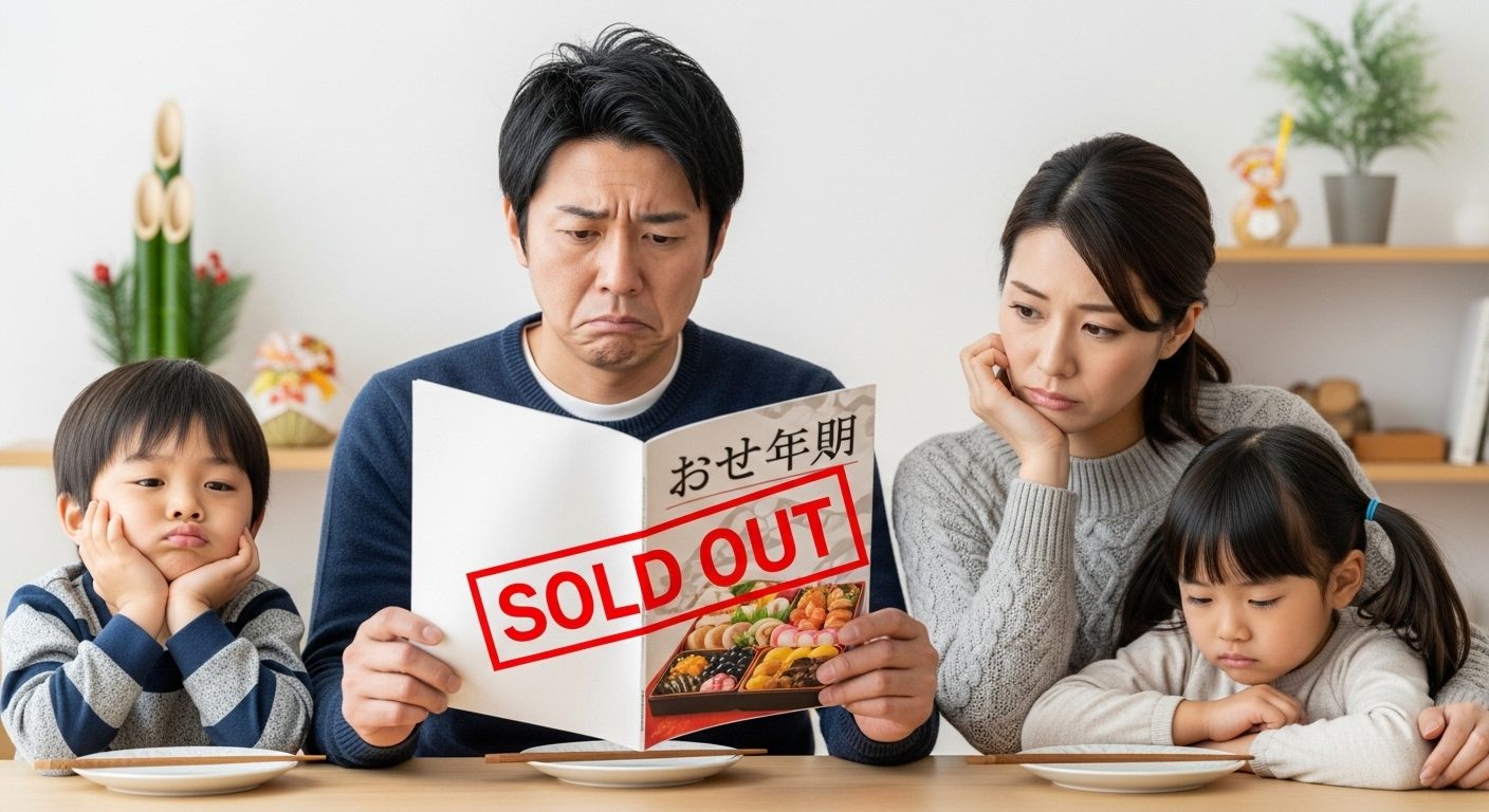 おせちを囲んで笑顔の家族