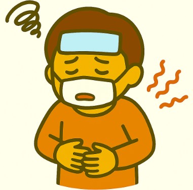 風邪気味で元気がなさそうな子供のイラスト