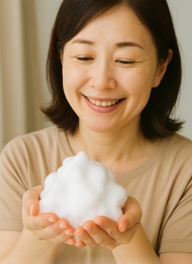 アニセ薬用石鹸の豊かな泡