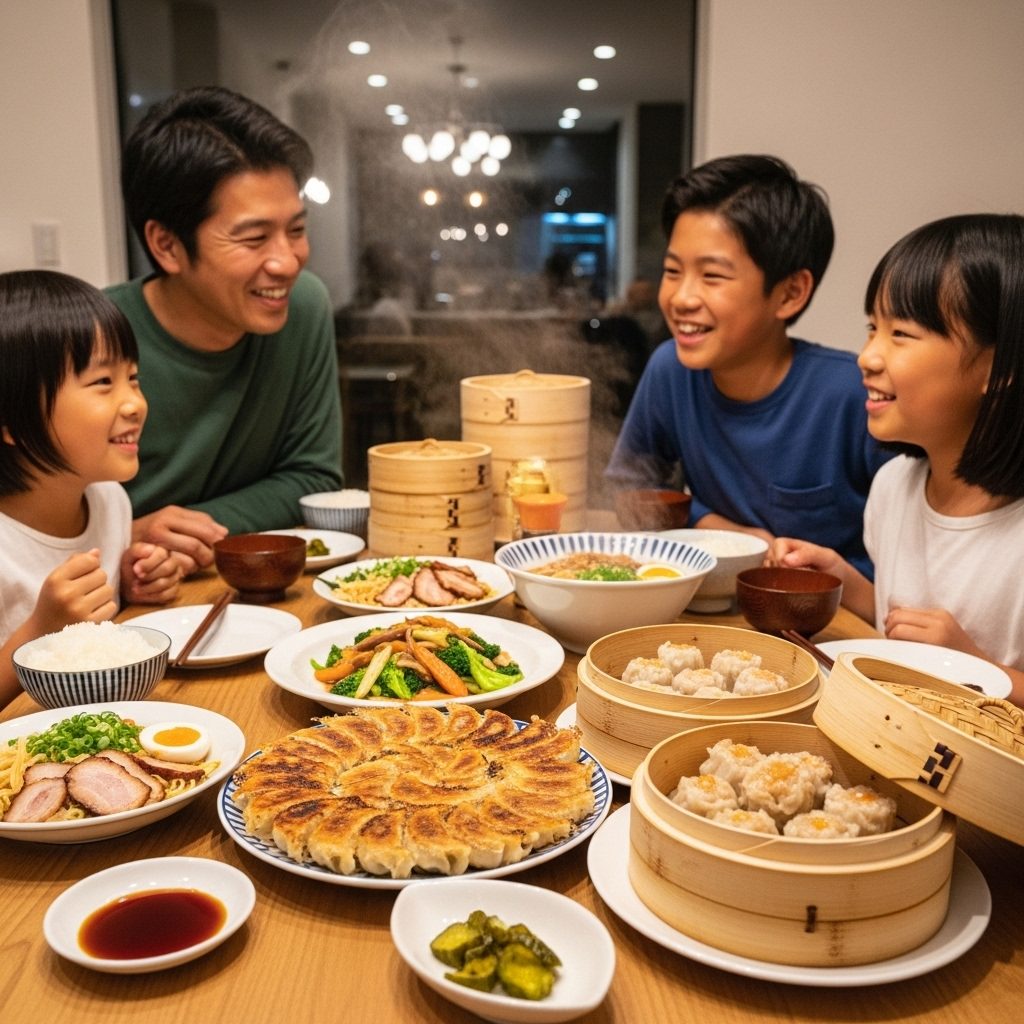 大阪王将 餃子 家族 食卓 笑顔