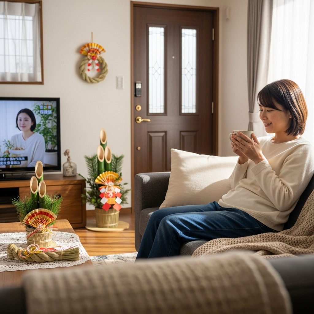 家族でゆっくりと過ごすお正月のイメージ