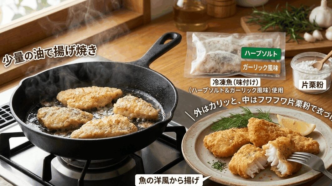 ハーブソルトやガーリック風味で作る、外はカリッと中はフワフワの魚の洋風から揚げ