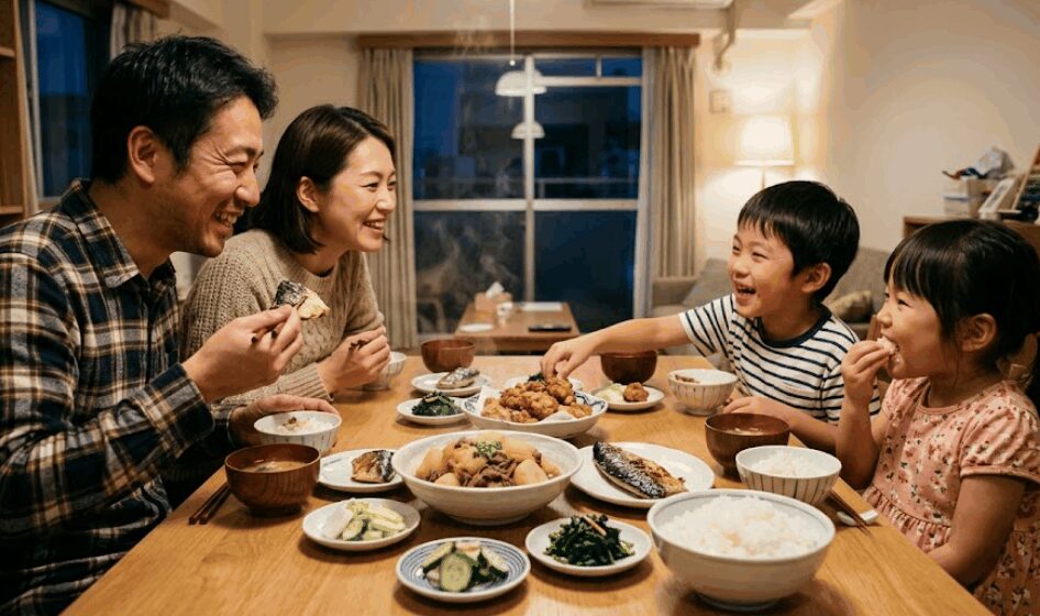 野菜嫌いの子供がサラダまんまを混ぜたご飯を美味しいと笑顔で完食する様子